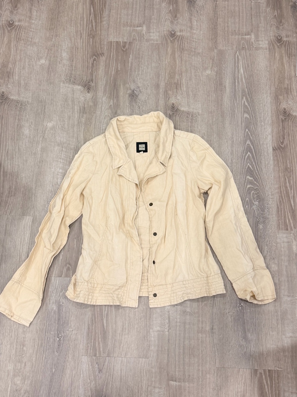 🤍 Vintage 100% Linen Old Navy Button Front Jacket Minimalist Boho Layer